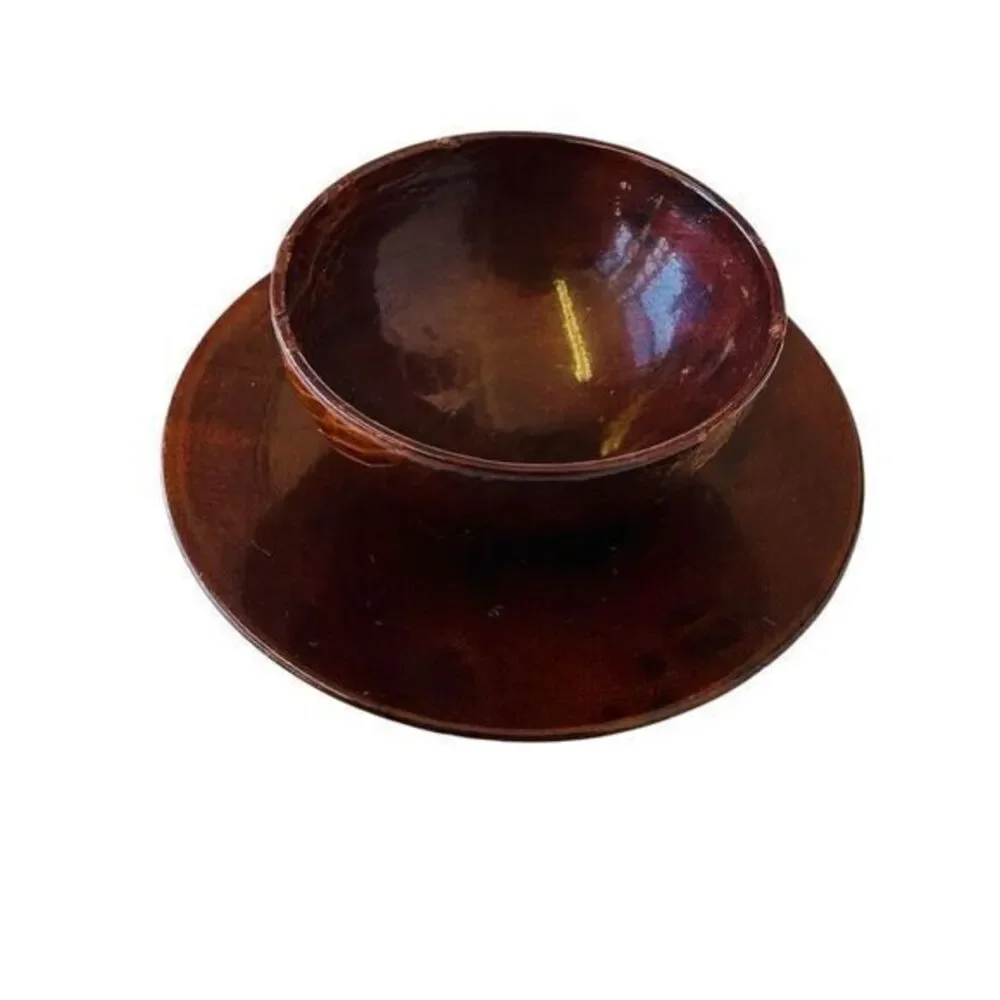 Vintage Lane's Flat California Redwood Miniature Bowl/Teacup And Saucer